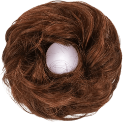 ZMVA, 100Percent Human Hair Messy Bun Curly Drawstring Hair Scrunchie Girls Magic Wave Shaper Wedding Donut Hair Ring Daily Hair Bun Lady Styling Tool Hair Accessories for Women (Light Brown)