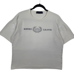 Vintage Henri Lloyd Womens White Oversized Cotton Tee Shirt Size M
