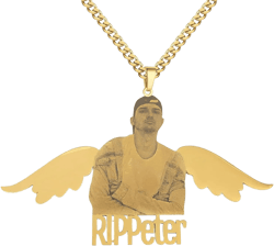3UMeter Custom Necklace Personalized Necklaces for Women Men Engraved Picture Photo Pendant Necklace 18K Gold Silver Plated Necklace Wing 3-Gold