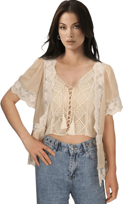 Adult Women Daisy Lace Bohemian Cardigan Summer Floral Fringe Ruffle Short Sleeve Kimono Crochet Sheer Shrug Crop Top