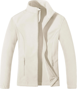 MAGCOMSEN Women's Fleece Jacket Zip Up Coat Lightweight Soft Warm Long Sleeve Jackets with Pockets for Winter XX-Large Beige