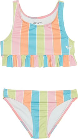 Roxy Girls' Colors of The Sun Crop Top Swimsuit Set 4 Bachelor Button Rainbow Rays 232