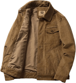 ebossy Men's Casual Button Up Corduroy Trucker Jacket Spring Fall Outerwear Medium Brown