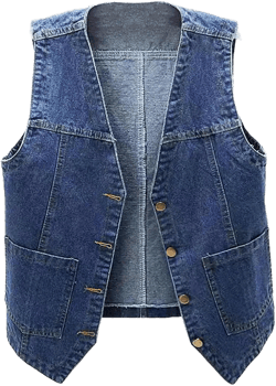 Womens Jean Vest Jackets Lightweight Sleeveless Denim Jackets Button Down Casual Fashion 2024 Fall Fashion Vest Coat Blue Medium