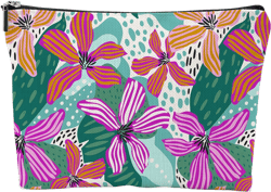 Makeup Bag Abstact Tropical Flowers Cosmetic Bag Mini Portable Travel Toiletry Bag Organizer Makeup Brushes Aesthetic Accessories Waterproof Storage Bag for Women