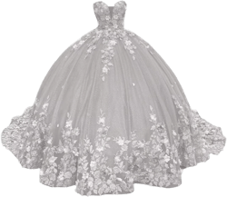 XYAYE Women's Sweetheart Quinceanera Dresses Ball Gowns 3D Flower Lace Prom Dress Strapless Tulle Sweet 15 16 Dress XY071 18 Plus Silver