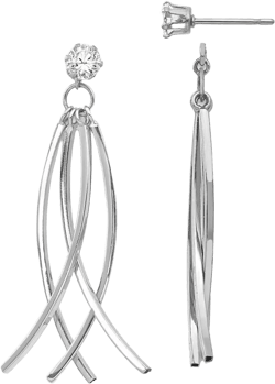 Jewels By Lux 14k White Gold Curved Dangles with CZ Stud Earring Jackets