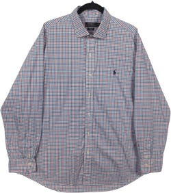 Polo Ralph Lauren White Blue & Pink Checkered Stretch Cotton Dress Shirt Size XL