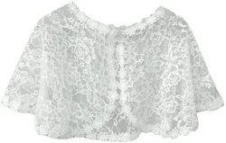 Lace Cape Girls Scarf Wraps For Wedding Party Special Occasions White Shawls With Lace Trim Floral Embroidery Embroidery Shrug For Women
