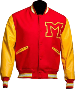 ADS Men's MJ Thriller Red M Logo Letterman Bomber Varsity Jacket (XXS-4XL) MJ VARSITY LETTERMAN JACKET 2xl