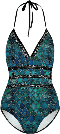 Mermaid Scale Pattern, Women's Sexy One Piece Swimsuit, Halter One-Piece Swim suits YS20001 (All-Over Printing), Gift For Her, Summer, Sprint Swimwear