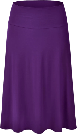 EIMIN Women's Solid Flared Lightweight Elastic Waist Classic Midi Skirt (S-3XL) Large Est001_purple