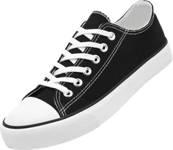 ZGR Women's Canvas Low Top Sneaker Lace-up Classic Casual Shoes for Women 7 Low Top Black