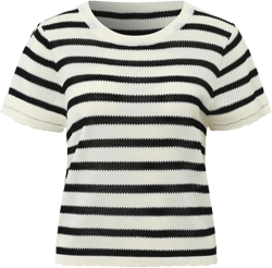 Women's Summer Casual Short Sleeve Round Neck Loose Striped Pullover Sweater Top Small Black