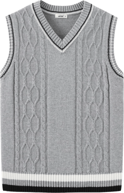 JSTEX Boys Sweater Vest 100% Cotton Kids Uniform Vest Girls V-Neck Sleeveless Knit Pullover for Size 4-14 12 Gray