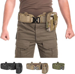Tactical Battle Belt Set, Airsoft Molle Belt with Metal Buckle for Shooting Hunting, Fits Jeans 28-36, Molle Pouch Included