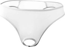 JEsilunmaMY Mens Ice Silk Underwear Low Waist Open Pouch Sexy Panties Thong Transparent Breathable Underpants Swimsuit One Size White