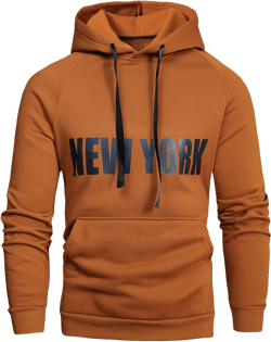 GORGLITTER Men's Letter Graphic Raglan Sleeve Hoodies Loose Fit Midweight Drawstring Pullover Hooded Sweatshirt Medium Brown