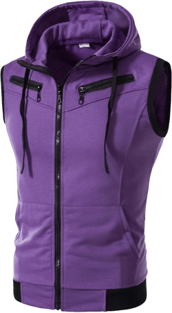Mens Lightweight Hooded Vest Solid Zipper Waistcoat Warm Outdoor Sleeveless Jacket for Hiking Travel Running 4X-Large Purple