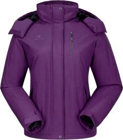 CAMELSPORTS Women's Waterproof Snow Ski Jakcet Fleece Warm Winter Coat Hooded Windproof Insulated Snowboarding Jacket Small A-purple