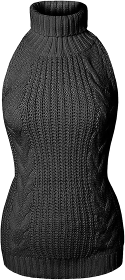 Unibaby Japan Style Women's Turtleneck Pullover Deep V-Neck Sleeveless Knitted Hi Low Anime Sweater Vest Top One Size Type 1 Black