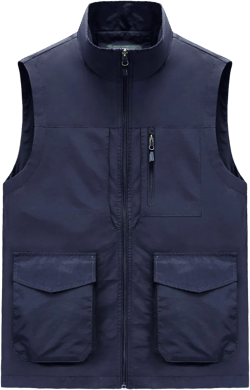 Shanghai Story Men's Outdoor Fishing Travel Vest with Pockets Summer Work Jacket Quick Dry Travel Safari Fishing Vest Chinese Size XL Navy Blue