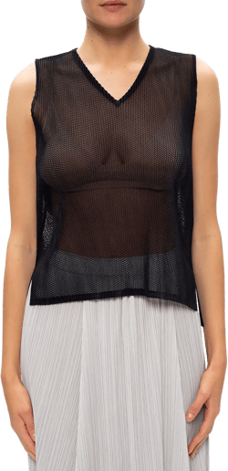 Mesh Pleats Shirt - Black