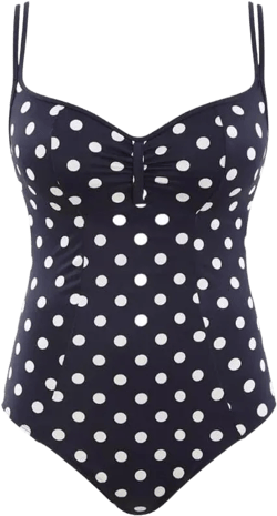 Panache Anya Riva Spot Underwired Balcony Swimsuit Navy/Vanilla 38JJ at Amazon Women’s Clothing store