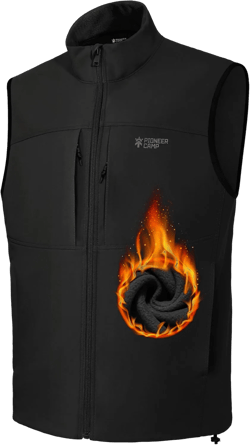 Pioneer Camp Mens Outerwear Golf Softshell Vest Windproof Fleece-Lined Lightweight Sleeveless Jacket for Travel Hiking X-Large Black