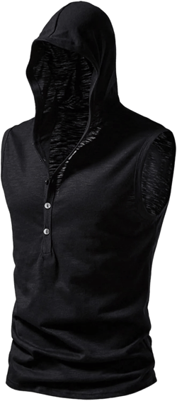 Men's Sleeveless Outwear Vest Hooded Top Summer Button Fall Streetwear Cotton Cool Small Black