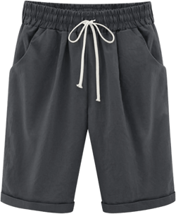 Bermuda Shorts for Women Trendy 2024 Elastic Wasit Drawstring Knee Length Short Loose Casual Comfy Shorts with Pocket | Amazon.com