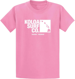 Koloa Surf Archipelago Heavyweight Cotton Tee Reg, Big and Tall Sizes 4X-Large Candy Pink / White