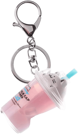 Charming Keychain Creative Cat Milk Tea Keyring Mini Milk Tea Cup Liquid Crystal Sequin Key Ring Bag Pendant for Women Girls
