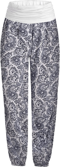 Harem Pants Women Hippie High Waist Boho Petite Length Pants 2024 Plus Size Causal Yoga Flowy Lounge Pajama Joggers 3-white Large
