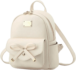 BAG WIZARD PU Leather Mini Backpack Purse Cute Bowknot Fashion Small Backpack Purses for Women, White