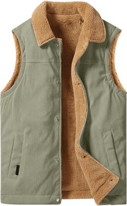 XIAXOGOOL Winter Vest For Men Sherpa Lined Vest Lapel Fleece Jacket Vests Casual Padded Vest Coats Warm Vest Gilet Large 01- Green