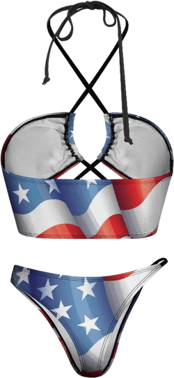 Swimsuits Bikini Sets for Women, Cute Bikini Thong Bathing Suits Compatible with Red Blue White American Flag, 2 Piece Halter Swimwear Triangle Swimsuits for Summer Holiday Beach : Clothing, Shoes & Jewelry