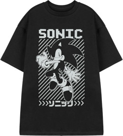 Sonic The Hedgehog Mens Black T-Shirt | Short Sleeve Classic Design Graphic Tee | Retro Video Game Apparel Sega Character