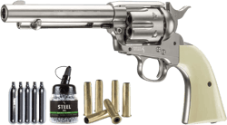 Colt Peacemaker SAA CO2 Revolver Nickel Air Pistol Bundle with BBS, BB Shells, and CO2