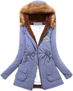 Top Winter Coat Ladies Warm Sweater Down Jacket Hooded Outwear Casual Coats Mid-Length Lamb Wool Cotton Overwear X-Large Light Blue