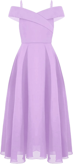 CHICTRY Girls Kids Chiffon Off Shoulder Wedding Pageant Prom Ball Gown A Line Junior Bridesmaid Dress 10 Years Lavender