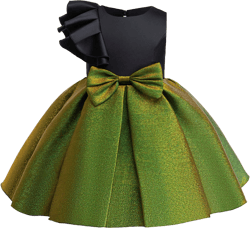 EHOMKIDS Young Girl Colorblock Patchwork Sparkling Fabric Ruffle Trim Princess Party Dress