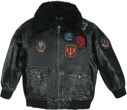 Top Gun® Kid's Vegan Leather Aviator Jacket 2T Black