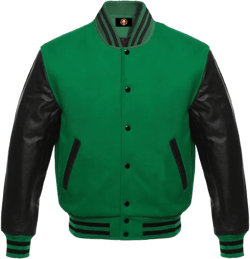 Wool Body Leather Sleeves 40 Colors Option Letterman Baseball Bomber Varsity Jacket Medium Green/Black