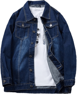 Plus Size Men's Denim Jacket Dark Blue Casual Multi-Pocket Spring Autumn Jacket Male Clothes