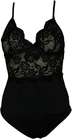 Women Lingerie 1 Piece Bodysuit Floral Lace See Through, Small, Black Medium Black