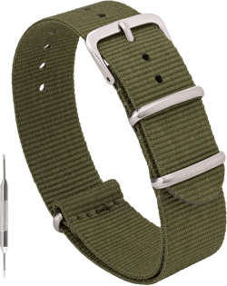 Benchmark Nylon Watch Band - Waterproof Ballistic Nylon One-Piece Military Watch Straps for Men & Women - Choice of Color & Width - 18mm, 20mm, 22mm or 24mm