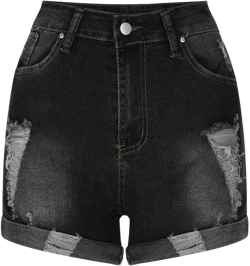 Womens Mid Rise Denim Shorts Summer Rolled Up Hem Jean Shorts Stretchy Ripped Frayed Shorts Fashion Summer Shorts Small Black