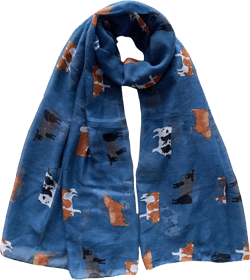 Lina & Lily Cattle Cow Animal Print Women's Scarf Shawl Wrap Lightweight Jean Blue