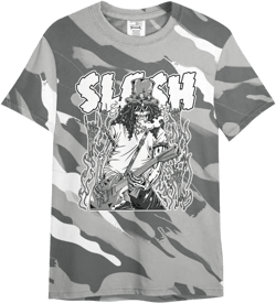 Dunkare Shirt to Match Retro Wet Cement 4s Graphic Tee - Slash Skeleton Colored All Over Print Unisex Shirt | Amazon.com